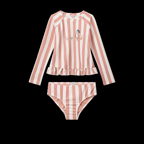 Liewood Dagny Stribet Badesæt Coral Blush / Creme De La Creme Stripe  Coral Blush / Creme De La Creme Stripe-98 cm  Creme  98 cm  kvinde