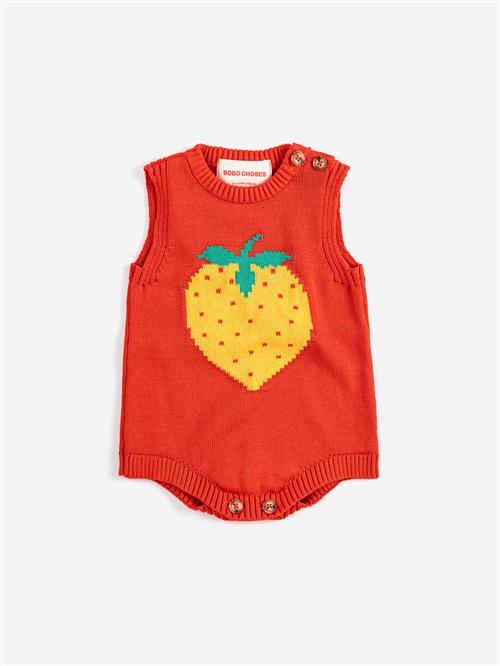 Bobo Choses Pixel Strawberry Romper Red  Red 12 months  Rød  12 måneder  unisex