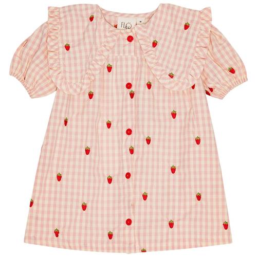 Flöss Dolly Dress Pink Berry Gingham 140 cm  Lyserød  140 cm  kvinde