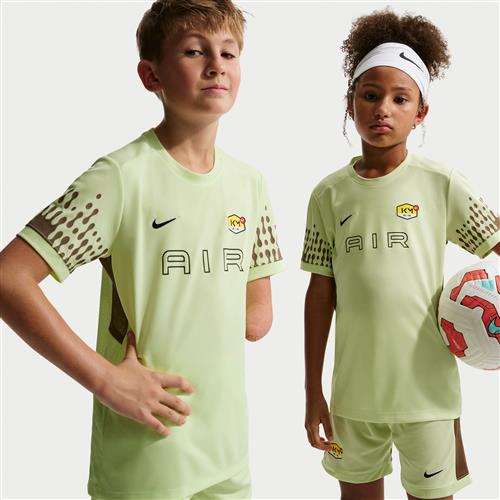 Kortærmet Kylian Mbappé Academy-Dri-FIT-fodboldtrøje til større børn - grøn