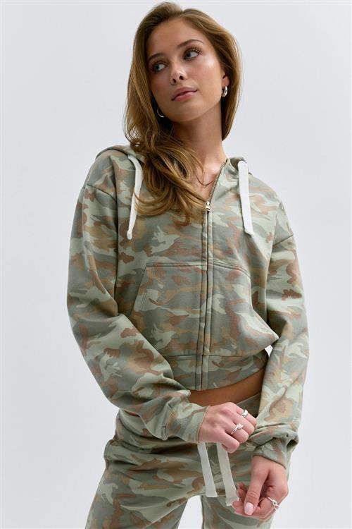 Gina Tricot - 14+ zip hoodie - Trøjer - Grøn - XXS - Dame