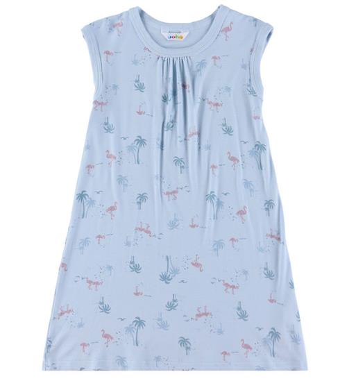Joha Natkjole - Bambus - Lyseblå m. Flamingoer