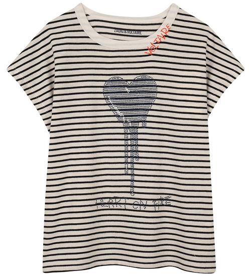 Zadig & Voltaire T-shirt - Audrey - Off White/Sortstribet m. Sim