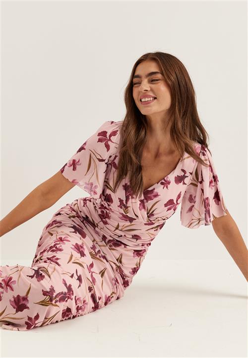 Bubbleroom Occasion Butterfly Sleeve Mesh Ankle Dress