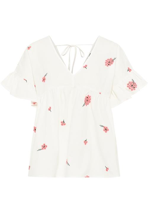 DreiMaster Vintage Bluse  grøn / lyserød / uldhvid