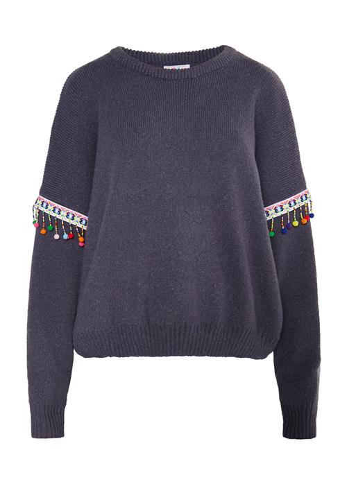 IZIA Pullover 'Hoona'  mørkegrå / grøn / orange / hvid