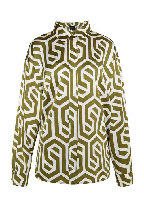 DreiMaster Klassik Bluse  oliven / hvid