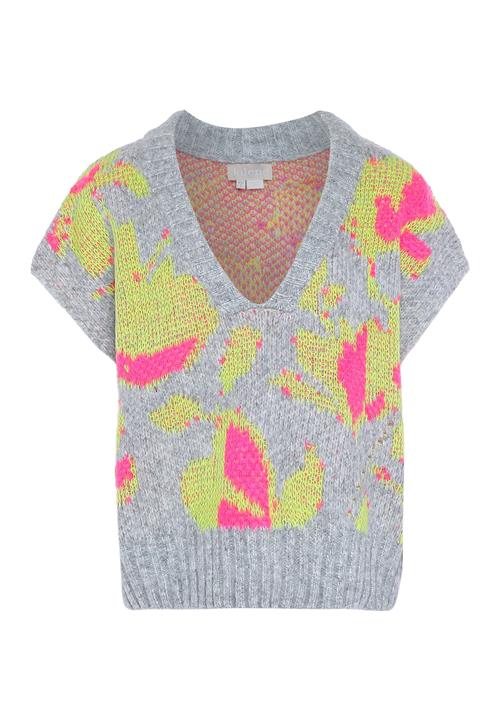 Jalene Pullover  grå-meleret / æble / fuchsia