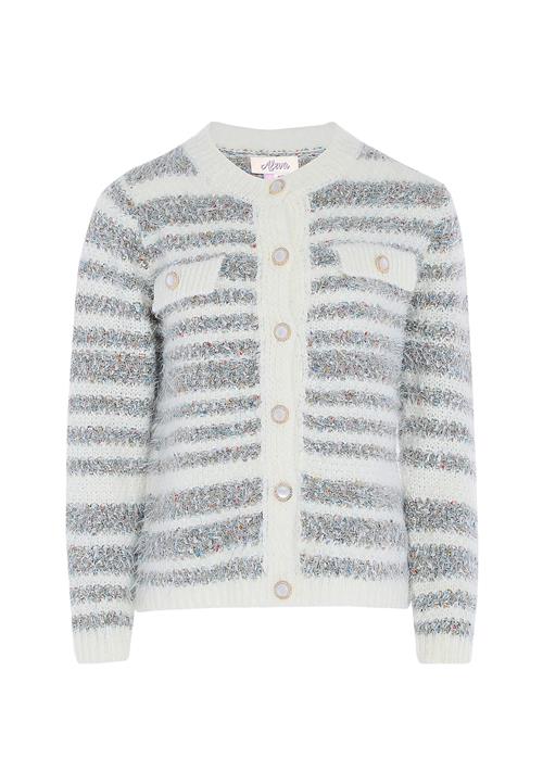 aleva Cardigan  aqua / orange / rød / uldhvid