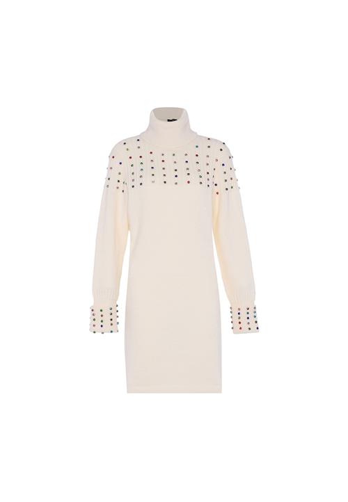 faina Strikkjole  blå / grøn / mørkelilla / uldhvid