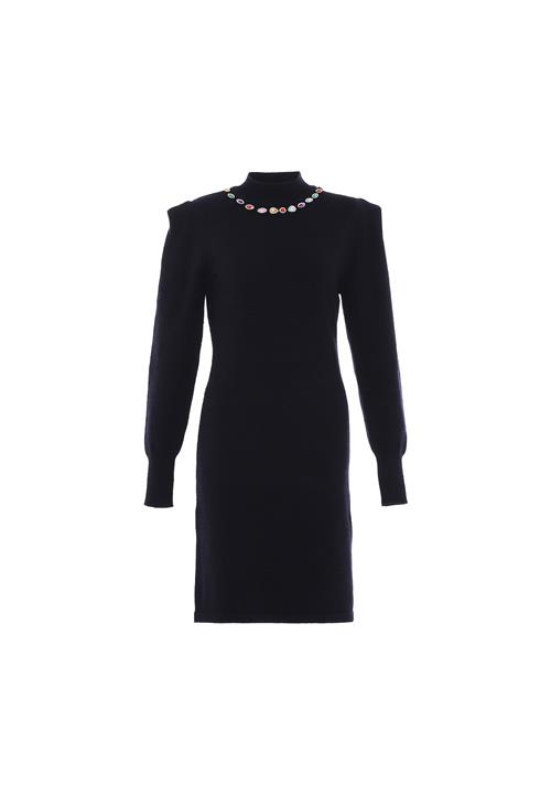 faina Strikkjole  smaragd / lilla / rød / sort