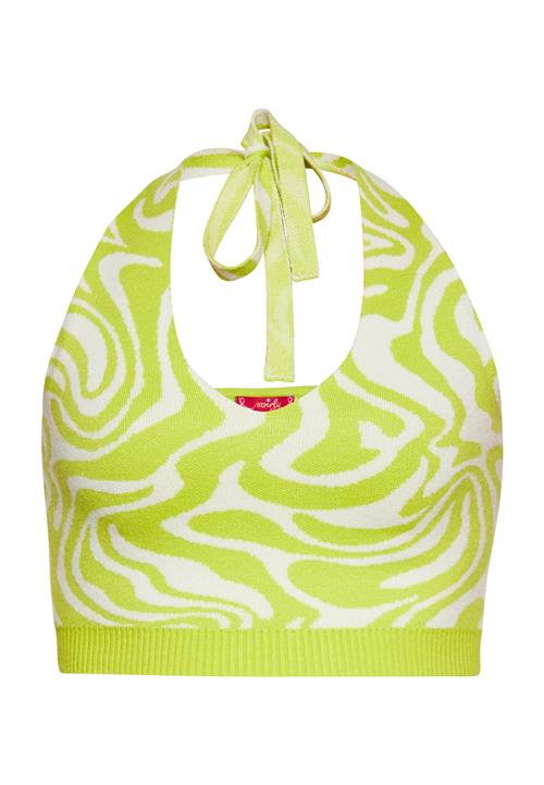 swirly Sticktop  lysegrøn / uldhvid