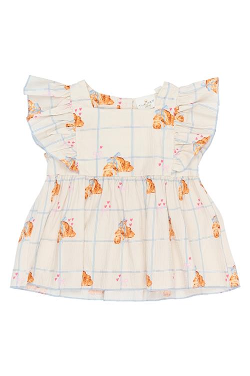 The New Siblings Silke Kortærmet Top Gardenia Aop  Gardenia AOP-92 cm  Creme  92 cm  kvinde