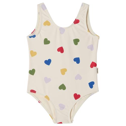 Kuling Milos UV-badedragt Rainbow Hearts  Rainbow Hearts 98/104 cm  Hvid  98/104 cm  unisex