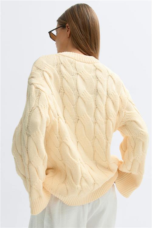 Gina Tricot - Chunky knitted cable cardigan - Cardigans - Gul - M - Dame