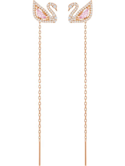 Swarovski Øreringe 'Swan'  rosa guld / pink / sølv