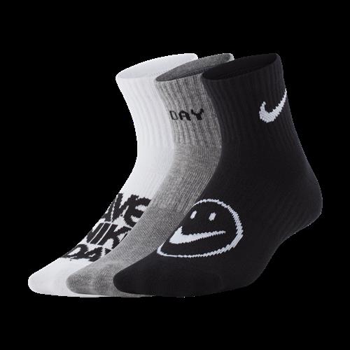 Nike Everyday-lette ankelstrømper til store børn (3 par) - multifarvet