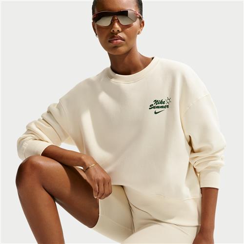 Oversized Nike Phoenix Fleece-sweatshirt med rund hals til kvinder - brun