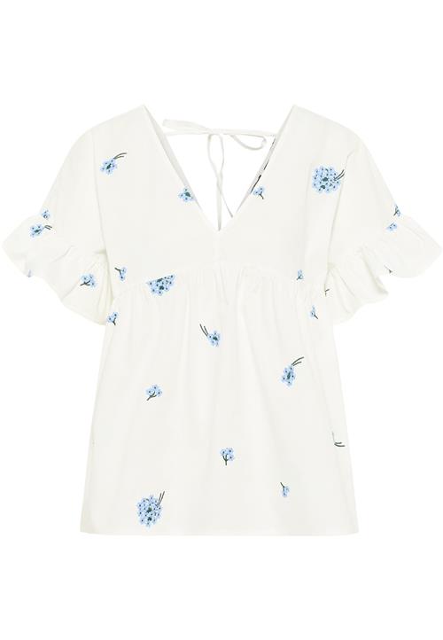 DreiMaster Vintage Bluse  lyseblå / mørkegrøn / naturhvid