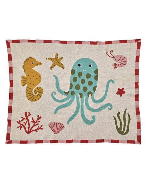RICE Baby-bomuldstæppe Coral Ocean  Coral Ocean One Size  Lyserød  One Size  kvinde