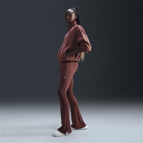 stramme Nike Chill Knit-leggings med vidde og lille ribkant - brun