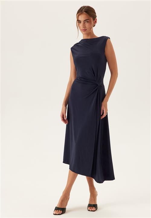 VILA Vielise O-neck S/L DRAPED MIDI DRESS