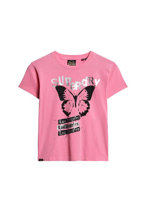 Superdry & Co Shirts 'Lo-fi Rock'  lys pink / sort / sølv