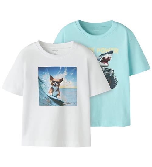 Name It T-shirt - NmmVoto - 2-pak - Bright White/Limpet Shell