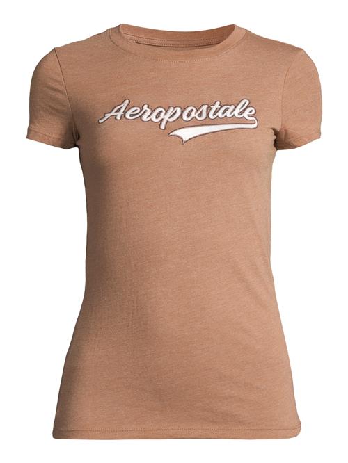 AÉROPOSTALE Shirts 'JKI SCRIPT TAIL'  beige-meleret / hvid