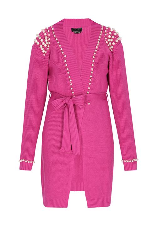 faina Cardigan  guld / fuchsia / perlehvid
