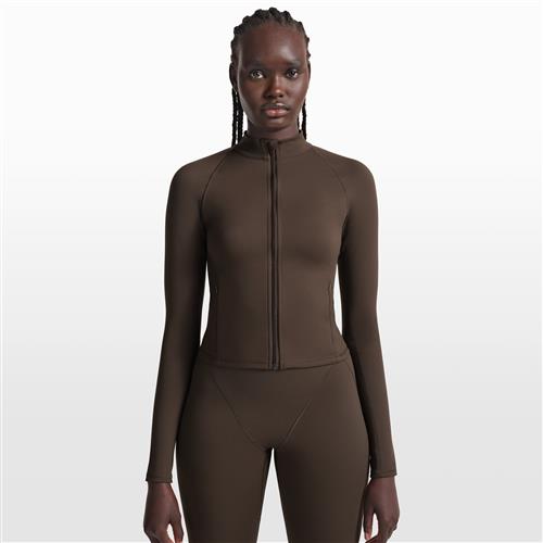 NikeSKIMS Matte-jakke med høj hals og lynlås i fuld længde til kvinder - brun