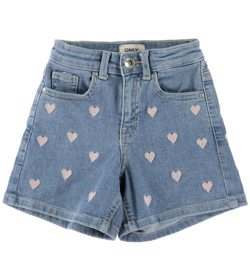 Kids Only Shorts - KOgJuicy - Light Medium Blue Denim/PINK HEART