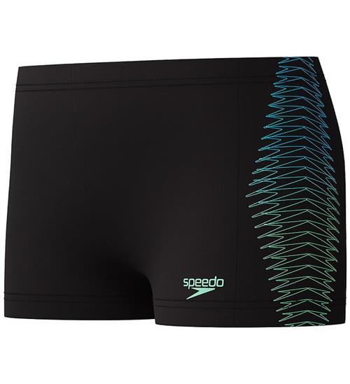 Speedo Badebukser - Plastisol Placement - Sort m. Grøn