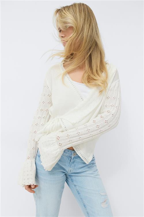 Gina Tricot - 14+ knitted frill cardigan - striktrojer - Hvid - M - Dame