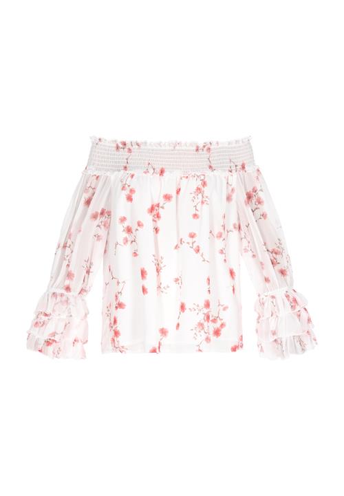 NAEMI Bluse 'Fashion Look'  mørkegrøn / pastelrød / hvid