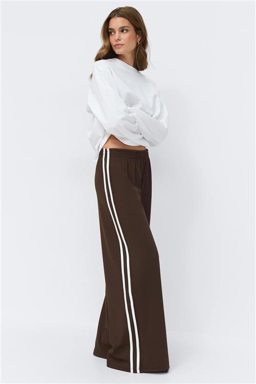 Gina Tricot - Sporty wide trousers - Vide bukser - Brun - S - Dame
