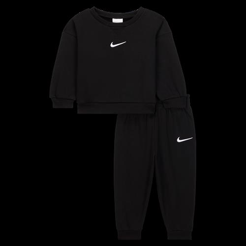 Todelt Nike Essentials-crewtrøjesæt i fleece til babyer (12-24 M) - sort