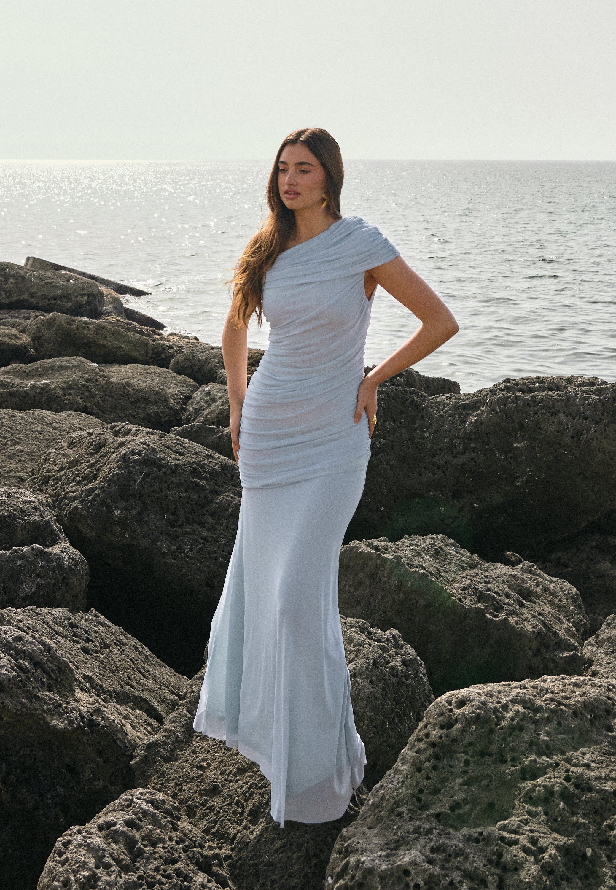 Bubbleroom Occasion Off Shoulder Mesh Gown