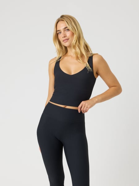 Björn Borg Studio Ribbed V-neck Top Sort, M