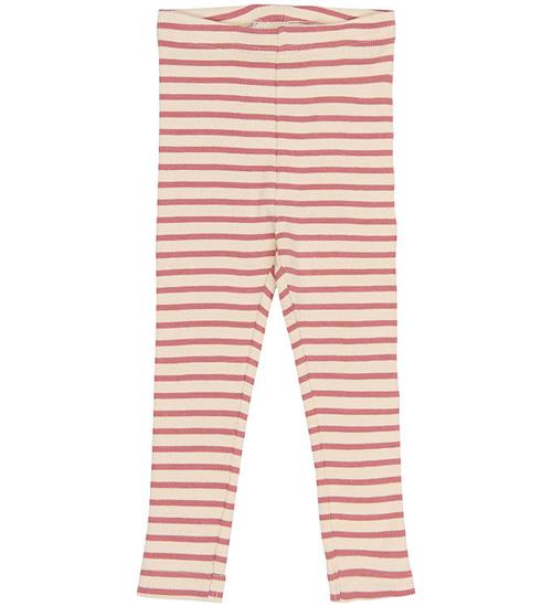 Petit Piao Leggings - Rib - PPSky - Dusty Rose Striped