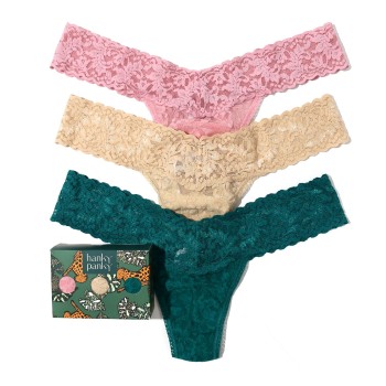 Hanky Panky Trusser 3P Low Rise Lace Thong  D2 Flerfarvet-2 nylon One Size Dame