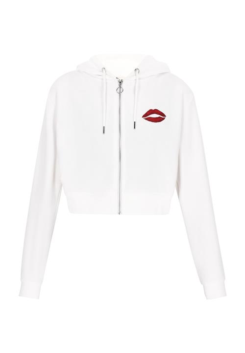 myMo ROCKS Sweatjakke 'Comfy'  rubinrød / hvid