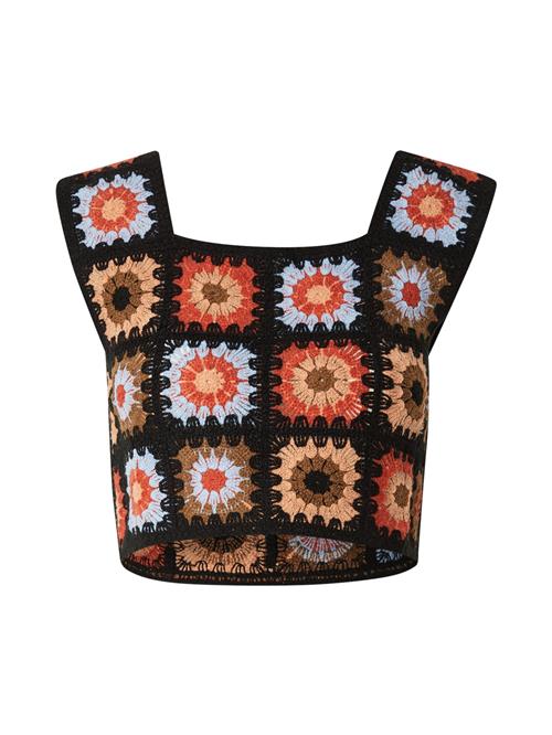 VILA Sticktop 'VIDEMSEY'  beige / lyseblå / orangerød / sort