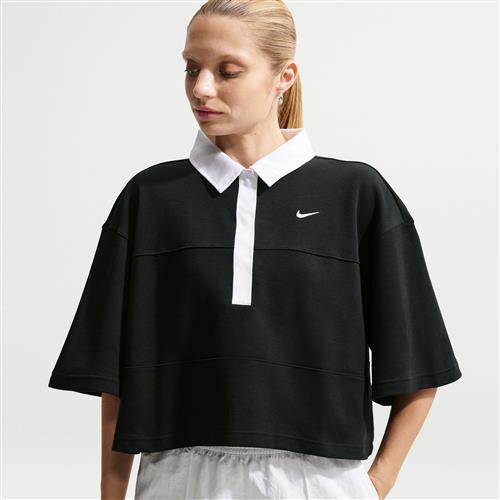 Oversized, kortærmet Nike -polotop til kvinder - sort