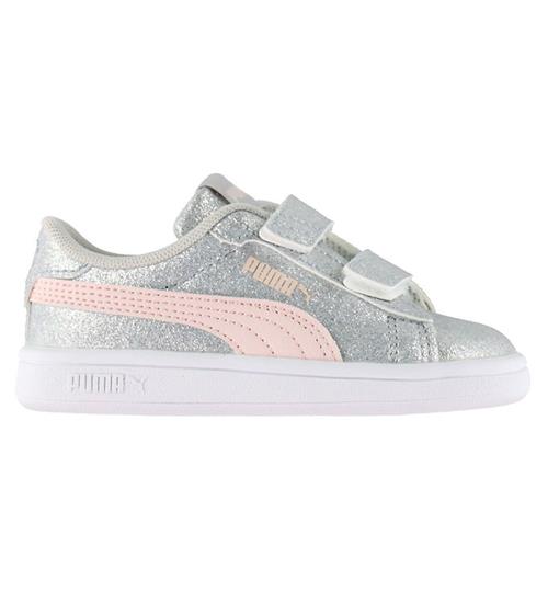 Puma Sko - Smash 3.0 Glit Glam V In - Glacial Gray/Frosty Pink
