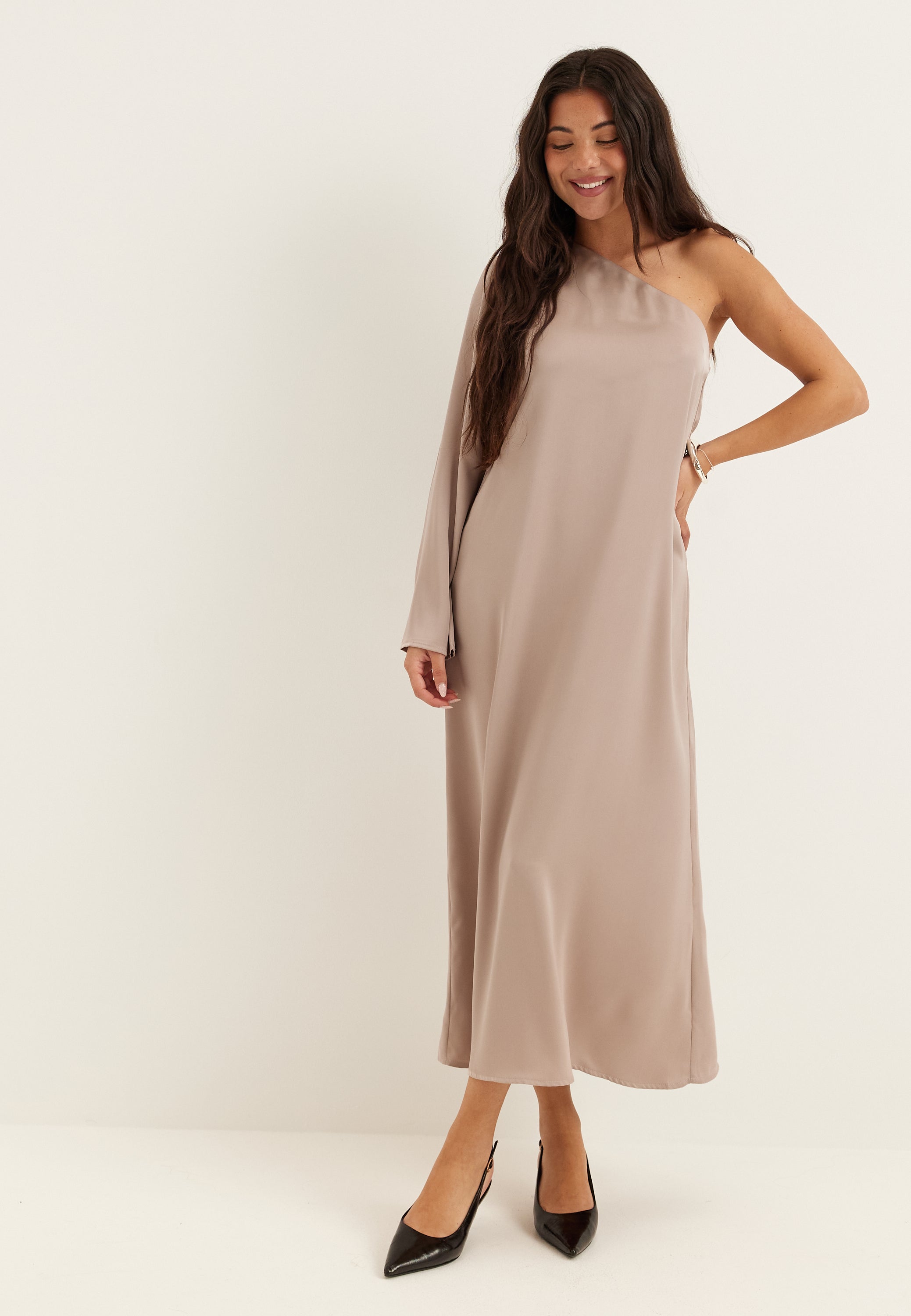 BUBBLEROOM Satin One Shoulder Dress