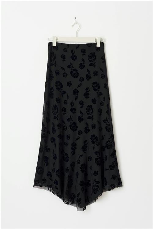 Gina Tricot - Burnout skirt - lange nederdele - Sort - L - Dame