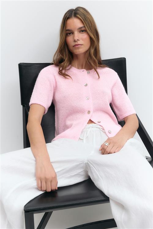 Gina Tricot - Loose knitted cardigan - Cardigans - Lyserød - XS - Dame