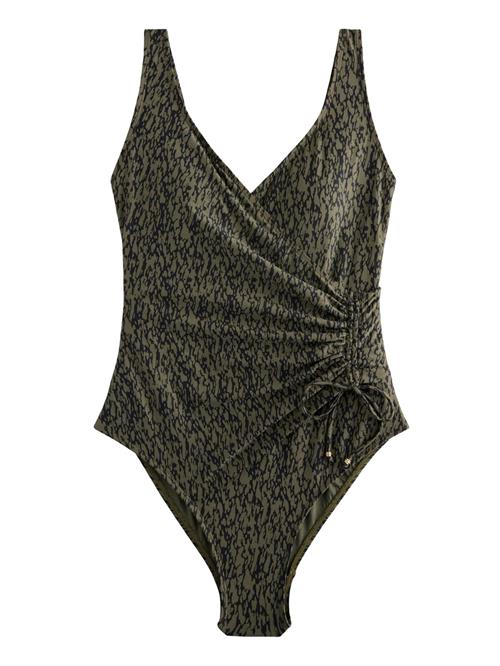 Next Formgivende badedragt  khaki / sort