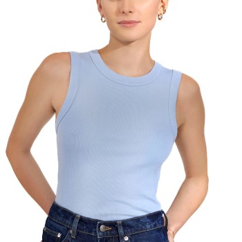 Bread & Boxers Bread and Boxers Tank Crew Neck Ribbed Lyseblå økologisk bomuld Medium Dame